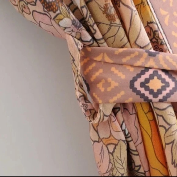 Pink Bohemian Floral Maxi Duster Kimono Wrap Robe-L - Picture 12 of 15